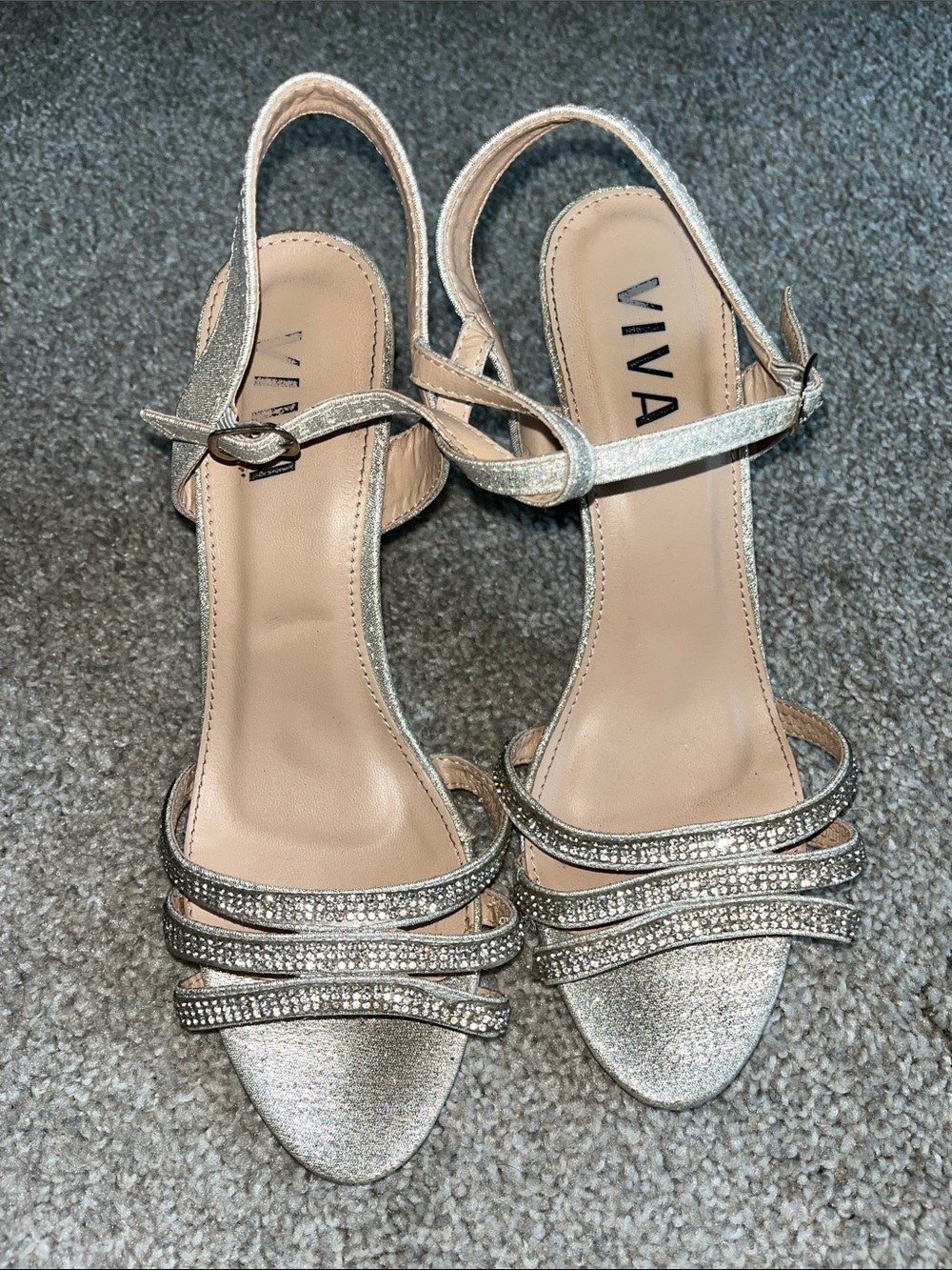 Silver Sparkle Strappy Sandals